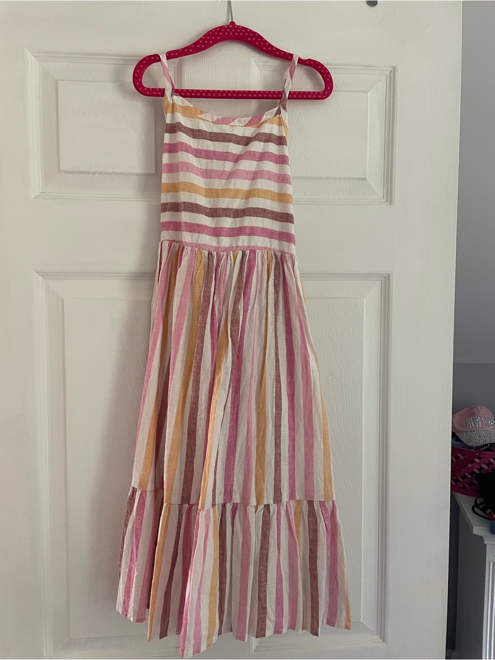 Girls' Gap Striped Cotton Sundress - Pink, Yellow & Cream